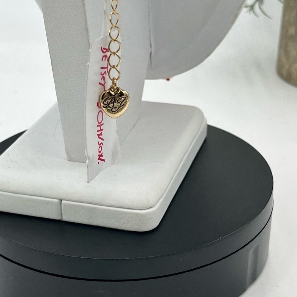 Betsy Johnson Pink Strawberry Red Rhinestone Baby Cakes Necklace Gold Tone New - Picture 11 of 13